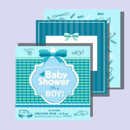 Set of Baby Shower cards for girl with geometric ornamentのイラスト素材