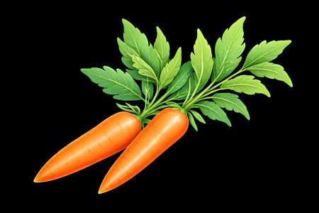 Carrot with leaves isolated on black background. Vector illustration. Eps 10の素材