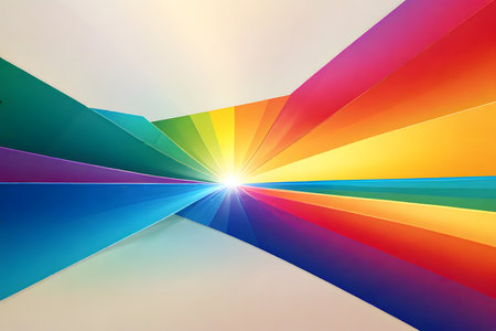 abstract background with rainbow colors and rays of light in the centerの素材
