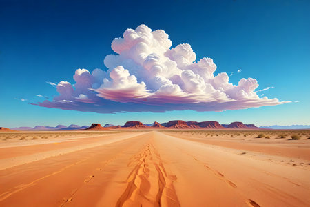 Desert landscape with blue sky and clouds. Namib desert.の素材
