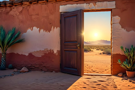 Door in the desert of the Sahara. Morocco. Africa.の素材
