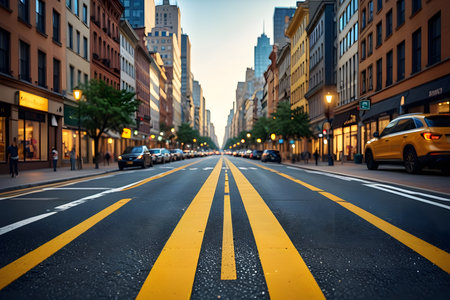 Streets of Manhattan at sunset.の素材