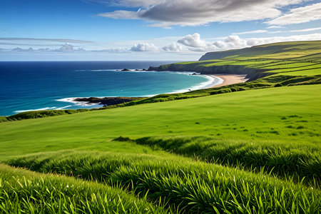 Panoramic view of the coast of the Azores, Portugalの素材