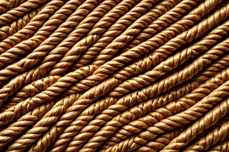 Copper wire rope background texture. Close up of industrial wire rope.の素材