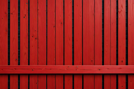 Wooden wall with red planks. Vector illustration. Eps 10.の素材