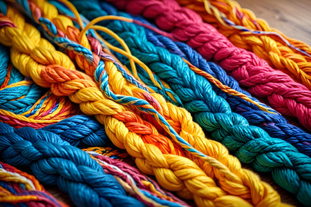 Colorful threads for embroidery as background, closeup viewの素材