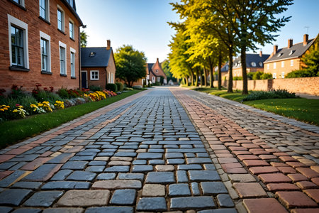 Cobblestone walkway in a small village in the Netherlandsの素材