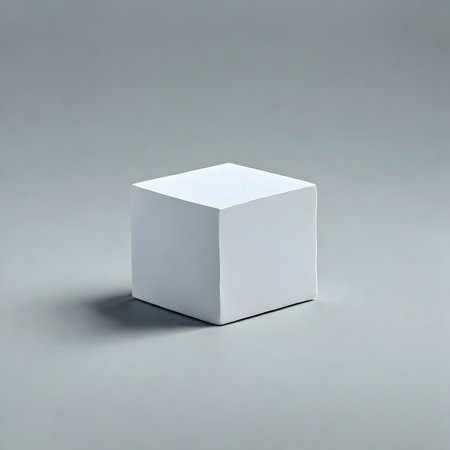 White cube on a gray background. 3d rendering, mock upの素材
