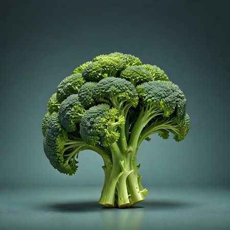 Broccoli isolated on a dark background. 3d render illustration.の素材