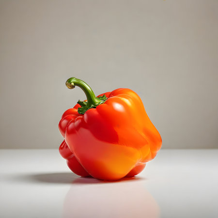 Red bell pepper on a white background. Studio shot. Close-up.の素材