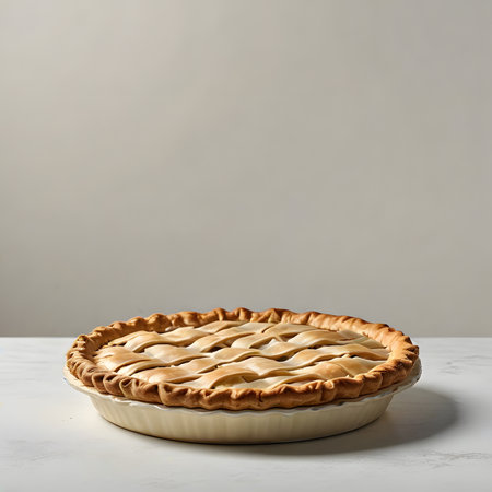 Delicious homemade apple pie on table against gray background, closeupの素材