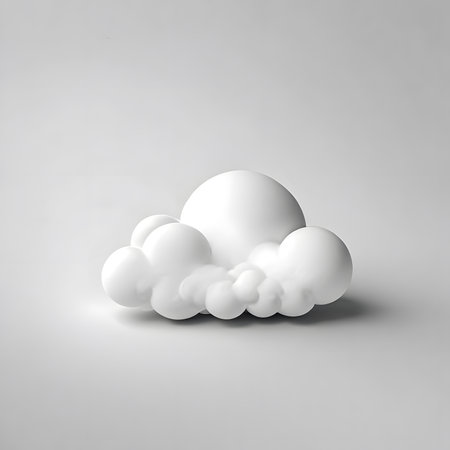 3d rendering of a white cloud on a gray background with shadowの素材