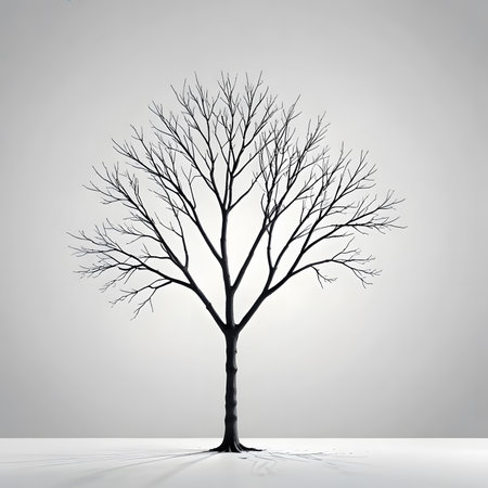 3d rendering of a tree on a white background with a shadowの素材