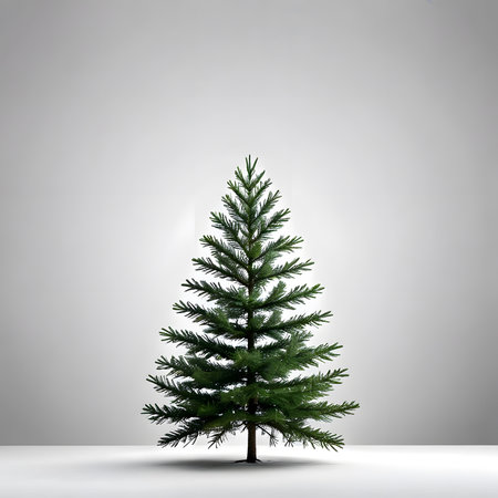 Pine tree on gray background. Christmas and New Year concept.の素材