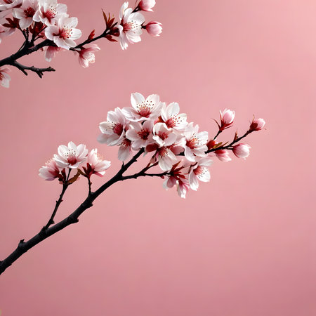 cherry blossom branch on a pink background, cherry blossomの素材