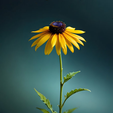 Rudbeckia flower on dark background. (Rudbeckia hirta)の素材
