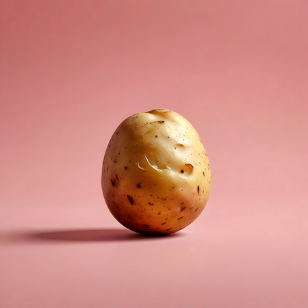 Potato on a pink background. Minimalistic style. Copy spaceの素材