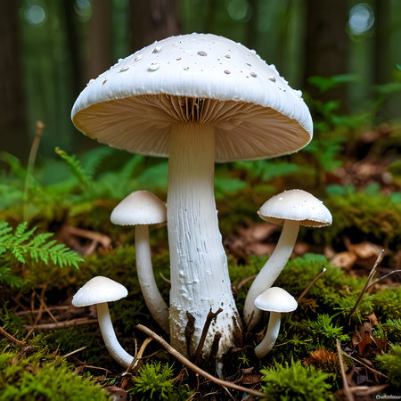 Mushrooms in the forest, close-up, macro photographyの素材