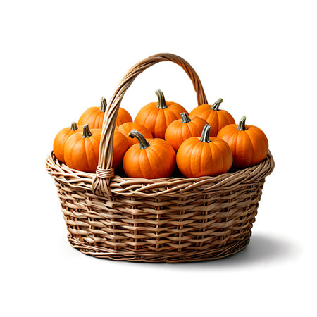 Pumpkin basket isolated on white background. Clipping path includedの素材
