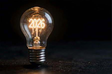 Light bulb with 2023 new year text. New year concept.の素材
