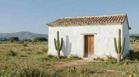 Typical white house in the countryside of the island of Crete, Greeceの素材