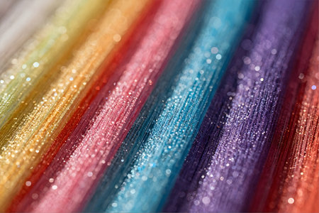 abstract background of multicolored strands of thread close-upの素材