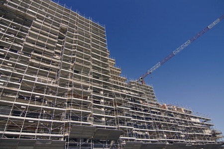 Scaffolding on a construction site of a new building