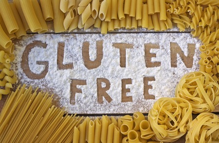 gluten free word with wood backgroundの写真素材