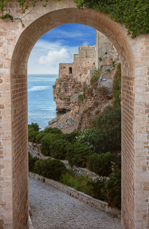 view of polignano a mare, italy, pugliaのeditorial素材
