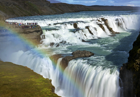 Gullfoss waterfall view in the canyon of the Hvita river  - icelandの写真素材