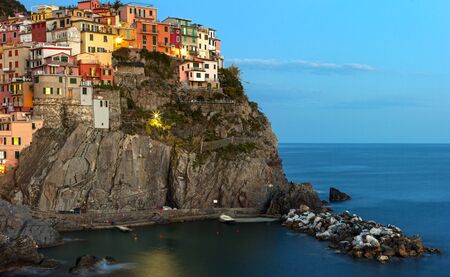 Panoramic view of Manarola - Cinque terre, Italyの写真素材