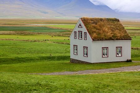Landscape with typical house in Iceland, Europe - iceland