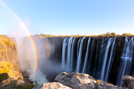 Victoria falls - The biggest waterfall in Africa, bordering Zambia and Zimbabweの写真素材