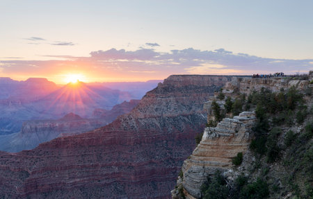 Scenic view of Grand Canyon at sunset, Hopi Point, Grand Canyon National Park, Arizona, USAの写真素材