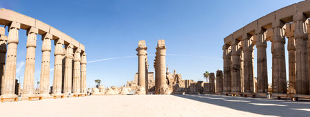 Luxor Temple pillars, beautiful panorama, Egyptの写真素材
