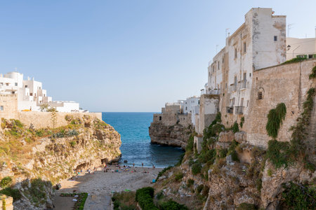 The Lama Monachile Bay view in Polignano a Mare Town of Italyの写真素材