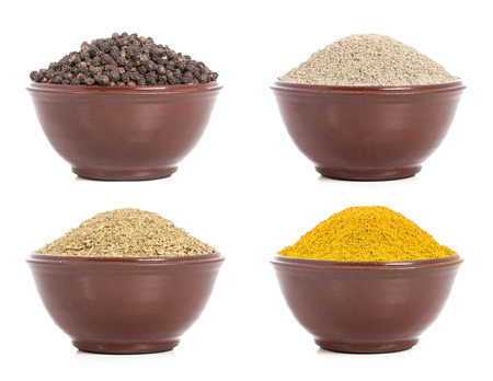 set of spices on white background.の写真素材