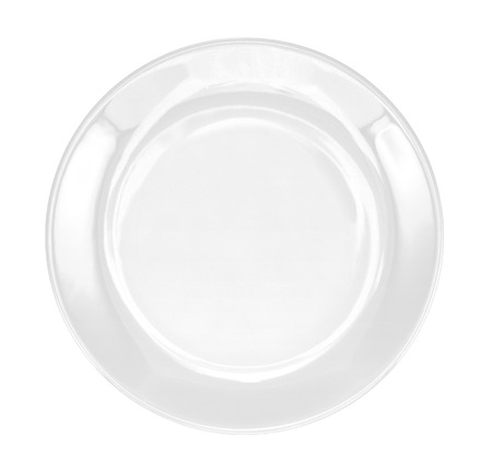 White empty plate isolated on white backgroundの写真素材