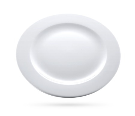 shiny plate isolated on white with clipping path includedの写真素材
