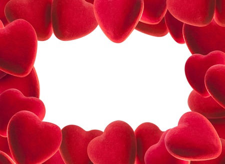 Red Heart frame isolated on white backgroundの写真素材