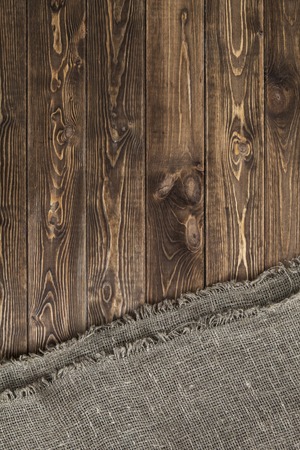 Background for product montage. Wooden table with cloth.の写真素材
