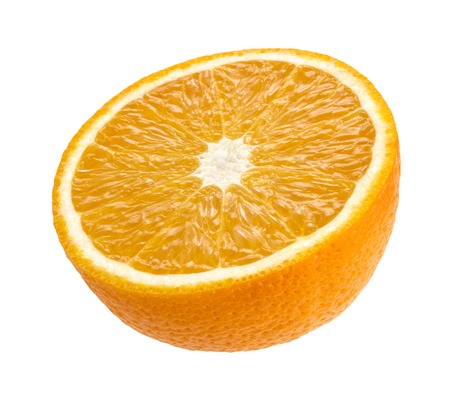Half of orange isolated on white background. With clipping path.の写真素材