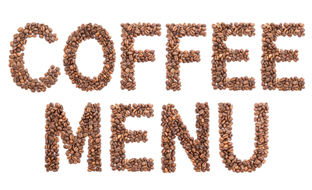 The word coffee menu of coffee beans. Coffee menu logoの写真素材