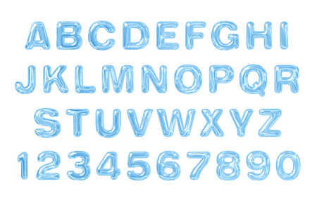 Water font. Alphabet of Water, Latin alphabet made of water.の写真素材
