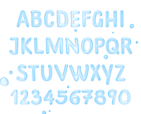 Water font. Alphabet of Water, Latin alphabet made of water.の写真素材