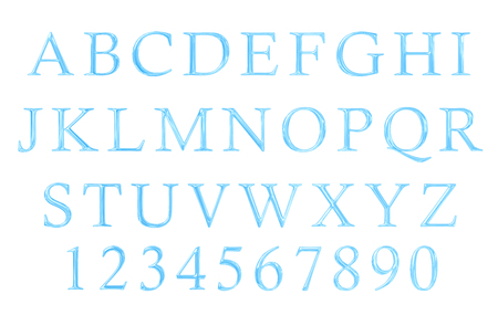 Water font. Alphabet of Water, Latin alphabet made of water.の写真素材