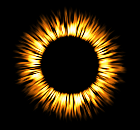 Round fire frame. Fire eclipse fire or swirlの写真素材