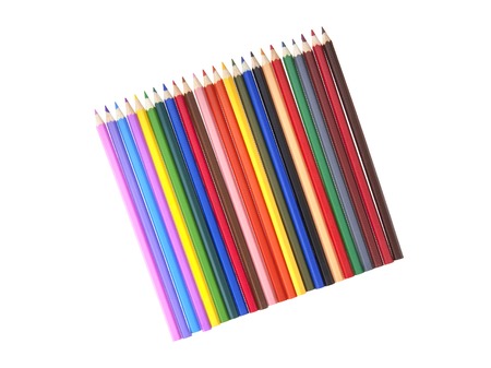 Multicolored pencils isolated on white background close-upの写真素材
