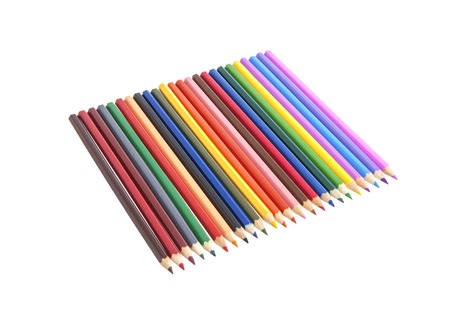 Multicolored pencils isolated on white background close-upの写真素材