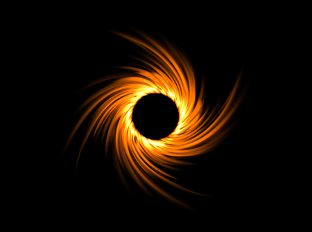 Round fire frame. Fire eclipse fire or swirlの写真素材